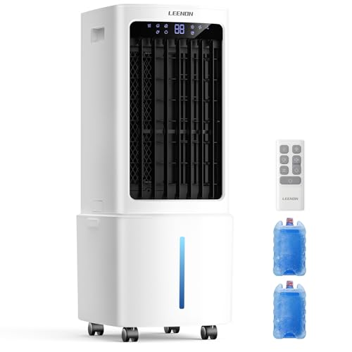LEENON 9L Portable Air Conditioner, Air Cooler Fan with 3 Speeds, 35dB Quiet Cooling Fan with Wheel, Energy-Saving Evaporative Air Cooler for Bedroom & Home Office, Kids & Pet Friendly