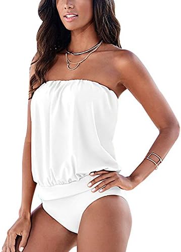 Nergivep Women's Strapless One Piece Swimwear Pure Colour Bikini