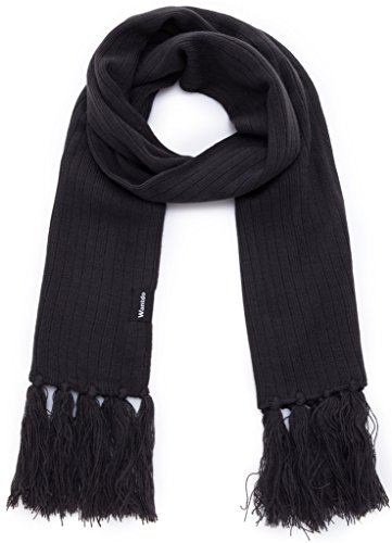 Wantdo Unisex Chunky Knit Scarf Solid Color Christmas Gift with Tassel Anthracite