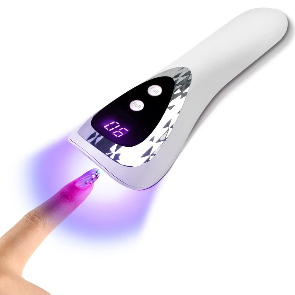 LIRANK Handheld LED UV Nail Lamp, Upgraded Mini Wireless Dryer, Resin Gel Polish Curing Light USB Rechargeable 5V, Fast-Dry Dolphin Shape Lamp Portable for Home DIY Salon Manicure, White (LCH19S)