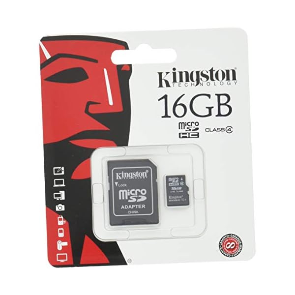 Kingston SDC4/16GB Micro SDHC 16GB bis zu 4MB/s Klasse 4 Speicherkarte (inkl. microSD zu SD Adapter,)