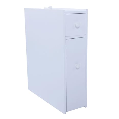 Amazon Com Slim Bathroom Storage Cabinet Wood Rolling Bathroom