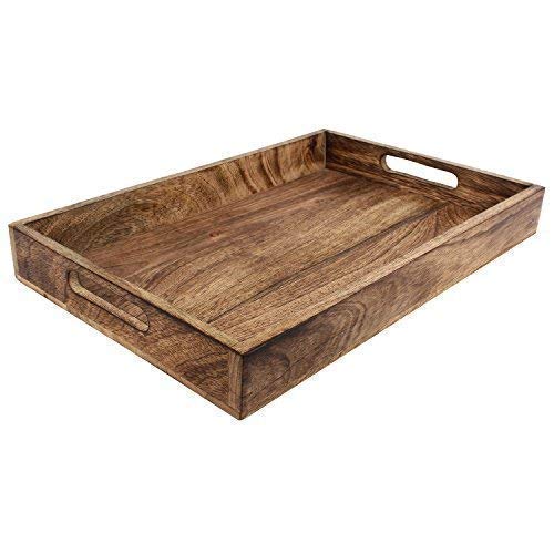 GoCraft Handmade Classic Wooden Tray Medium Size | Serveware Kitchen Accessories Tray - 15" - Thumbnail 6