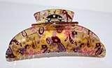 5 Yellow Pink and Purple Paisley and Flowers Hair Clip Claw by Cozy Glamour