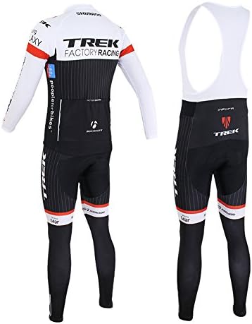 Luckyspring Trek Factory Racing Mens MTB Cycling Long Sleeve Jersey and Bike Bib Pants Tights Bicycle Set Suit