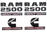 2Pc Dodge Ram 2500 Heavy Duty & 2Pc Cummins Turbo Emblems Nameplate, 3D ABS Stickers Decals Auto Badge Replacement for Dodge Ram 2500