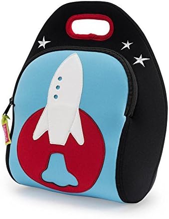 Dabbawalla Bags Out of this World Rocket Kids' Insulated Washable &amp; Eco-Friendly Lunch Bag Tote Black/Blue by Dabbawalla