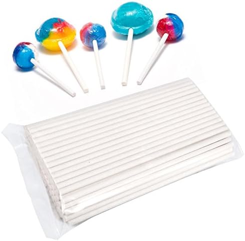 Pop Lollipop Stick - 200pcs Multipurpose Classic White Lollipop Stick Set for Candy - Children-safe Durable Recyclable Paper Cardboard for Home Chocolate Cookie Cake Baking Party Present (6")