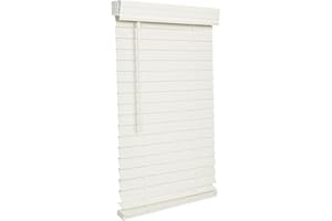 LOTUS & WINDOWARE Cordless 2-inchFaux Wood Blind 11" Wide x 72" Long,(Soft White-Antique White),Smooth, Room Darkening, Horizontal Blinds for Living Room, Bedroom, Interior Door Windows