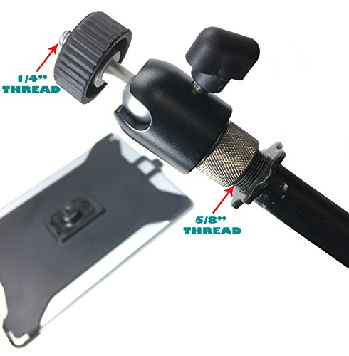 iShot G8 Pro iPad Pro 10.5 Mic Music Stand Tripod Mount Adapter Holder + 360° Locking Swivel Ball Head + 1/4" to 5/8" Thread Reducer Adapter Bushing Converter - Compatible with iPad Pro 10.5 inch Only