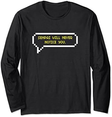 Unisex Senpai Never Notice You Japanese Cute Kawaii Long Sleeve XL: Black