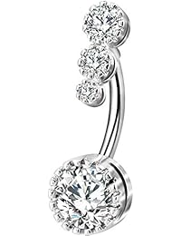 316L Surgical Steel Belly Button Rings Clear CZ Navel Rings Belly Rings Belly Piercing