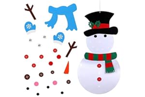 JIALITFUN Kids Felt Christmas Snowman Kit, Home Xmas Party Decoration Gifts Felt Craft Kits with Handmade Ornaments DIY Felt Christmas Snowman for Babies, Kids and Toddlers