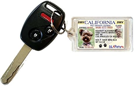 California Vanity Drivers License Custom Photo Keychain Dog Cat Pet Dad Gift DL4Pets Personalized Key Ring Mom Mothers Fathers Day KEYCH_PET_CA
