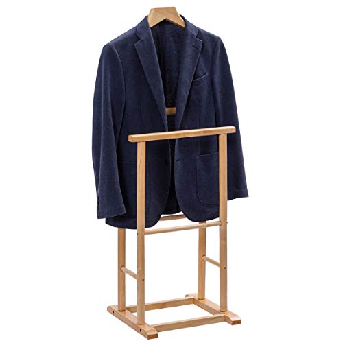 USA_BEST_SELLER Men's Valet Executive Coat Clothes Stand Rack Hanger Functional Double Suit Shelf (Oak)