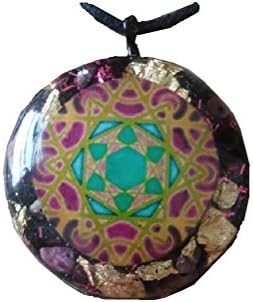 KAMBALAYA Metatron's Cube - Pink Tourmaline - Sacred Geometry Orgone Pendant - Tourmaline, Quartz, Iron Oxide (Black Cord)