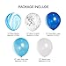 Mayen 40 Pcs 12 Inch Blue Silver White Balloons Set, Silver Confetti and Blue Agate Marble Balloons Royal and Light Blue White Latex Balloons for Birthday Party Decorations Baby Showers Graduation