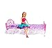 Topseller Plastic Mini Bed with Pillow and Sheet for Barbie Dolls Dollhouse