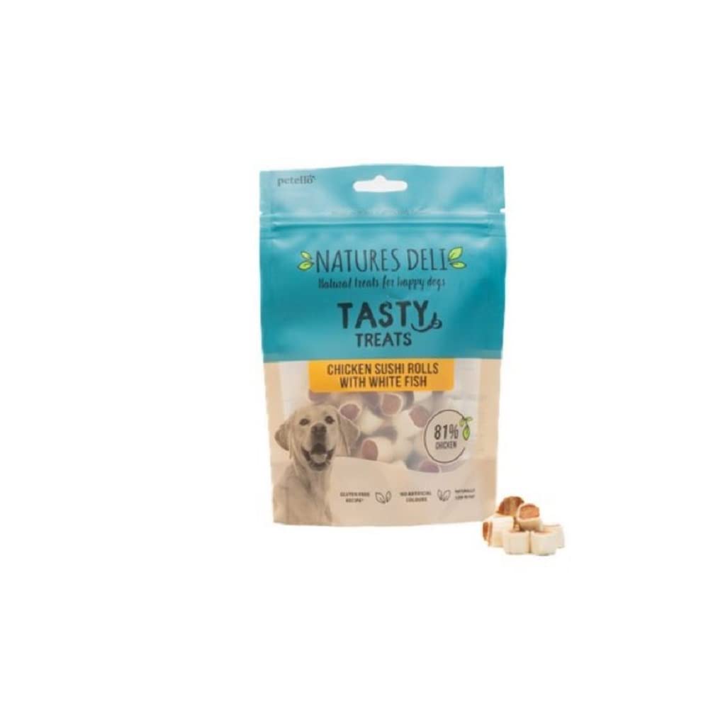 Natures Deli Chicken Sushi Rolls with White Fish Dog Treats, Gluten Free Low Fat Bite-size Treats for Dogs, High Protein Dog Biscuits - 100 g — image 1