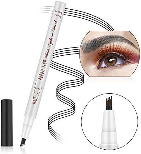 Eyebrow Pencil - Tattoo Eyebrow Pen with Fork Tip 3 Colors Long-lasting Waterproof Brow Gel and Smudgeproof Tatbrow Ink pen for Natural Hair-Like Defined Brows(Grey)