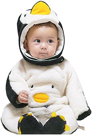 MagicQK Penguin Costume Toddler Winter Baby Lovely Jumpsuit Christmas from Newborn to 18 Months (0-3M/22", Black)