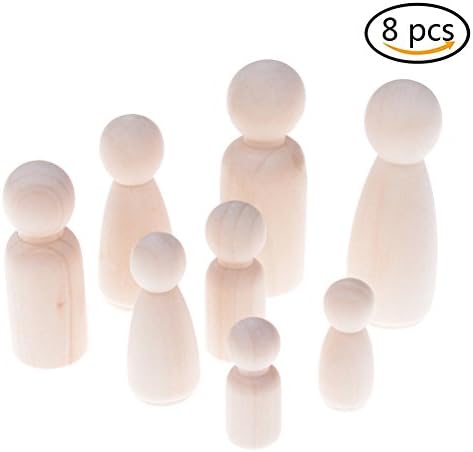 Ensunpal 8 Pcs Unfinished Wood Doll Bodies Assorted Size DIY Wooden Dolls Arts Crafts Supplies
