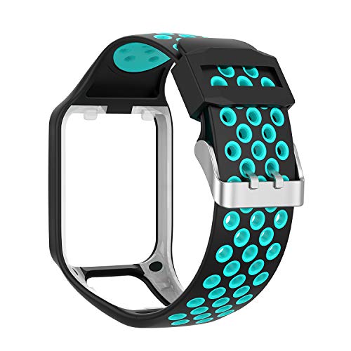 Compatible with Tomtom Spark 3 / Runner 2 3 / Golfer 2 Watch Band Replacmenr Silicone Straps Wristband Sport Band for Tomtom Runner 2 3 and Tomtom Spark 3 GPS Fitness Watch (Blue/Teal)