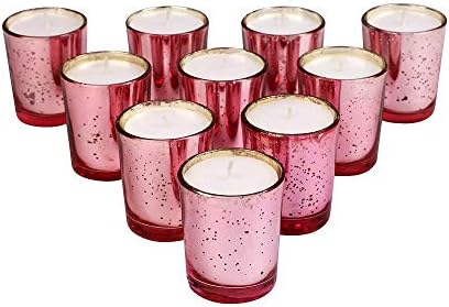 Lighthaus Party Candles for Decoration Mercury Rose Gold (Filled with Wax) - Votive Glass Candles Set of 6