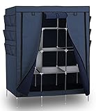 Portable Storage Organizer Wardrobe Closet &amp; Shoe Rack Blue, 13 Customizable Shelves with Sturdy Rust-Proof Stainless Steel Frame- 9 Side Pockets - Assemble Easy 69" x 51" x 17.5" 15 Cubic Ft (Kitchen)