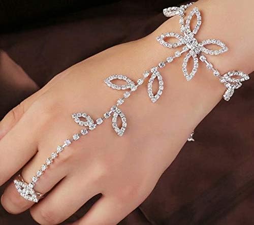 Crystal Finger Knuckle Band Bracelet (Leaf Style)