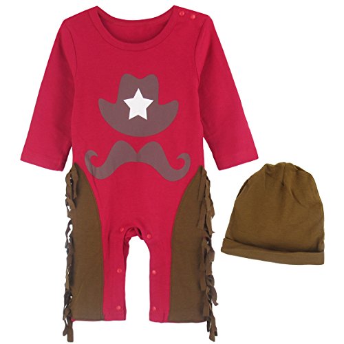 A&J Design Baby Boys' Cowboy Costume Outfit with Hat (0-6 Months)