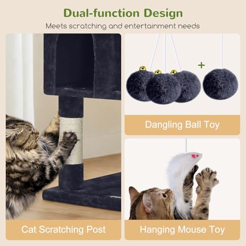 Globlazer XXL Cat Tree 209 cm with 3 Padded Perches, 2 Kennels, Large Platforms, 2 Baskets, Plush Toys, Huge, Stable Cat Trees for 3-5 Cats Indoor (F82, Dark Grey)