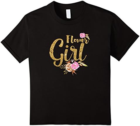 Kids Kids Flower Girl Gold Glitter Printed Shirt 4 Black