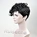 RUISENNA Short Curly Wavy Wigs for Black Women With Side Fashion Bangs Synthetic Hair Black Full Wigs Heat Resistant Fiber Wig