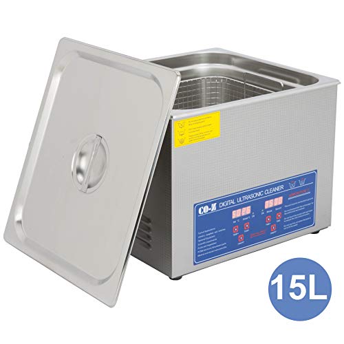15L Ultrasonic Cleaner with Digital Timer & Heater, Professional Ultrasound Jewelry Cleaning Machine for Parts Denture Ring Watch