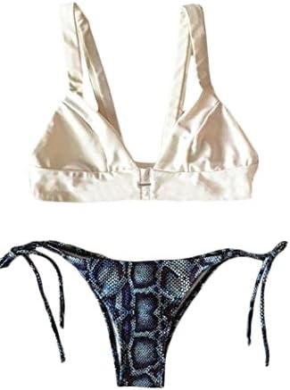 Ms.Gaga Women's Sexy Beige Top Leopard Bottom Bikini Set As Pictured M