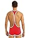YiZYiF Men's Sexy Lingerie Bodysuit Boxer Briefs Suspenders Singlet Underwear Red Medium