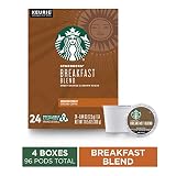 Starbucks Breakfast Blend Medium Roast Single Cup Coffee for Keurig Brewers, 4 Boxes of 24 | Great Holiday Gift for Coffee Lovers