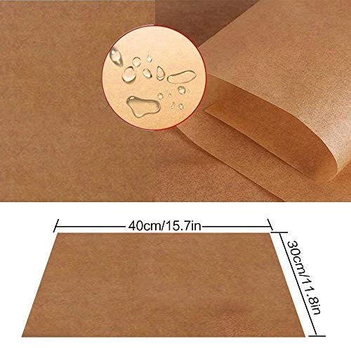 INHEMI 100 pcs Unbleached Parchment Paper Sheet, Precut Greaseproof Baking Paper,Non-Stick and Eco-Friendly