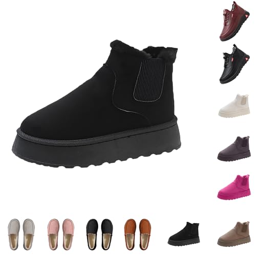 Boots for Women Womens Boots Winter Waterproof Snow Mid Calf with Warm Fleece Lining, Non-Slip & Easy Pull-On Design for Outdoor Walking Ladies Ankle Size 6