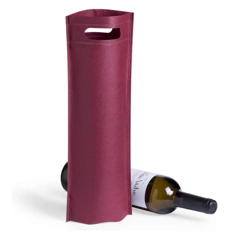 VINAK - Wine Bottle Gift Bags - Non-Woven Reusable Tote with Die-Cut Handle - Heavy Duty Wine Carrier for Weddings, Parties & Events - 40x16cm (Pack of 10)