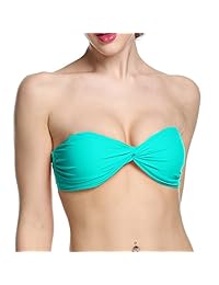 Ekouaer Sexy Twist Bandeau Bikini Top Push Up Acolchado Bañador Traje de baño para dama