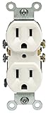 Leviton M24-05320-WMP Straight Blade Duplex Receptacle With Ears, 125 V, 15 A, 2 Pole, 3 Wire, 10 pack, White, 10 Piece