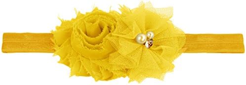 Baby Girl Headbands with Mesh Crystal and Flower Photo Prop (Hand-made with love) (Pack of 1-Yellow)