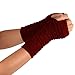 Charberry Fashion Arm Fingerless Winter Unisex Soft Warm Mitten Gloves (Wine Red)