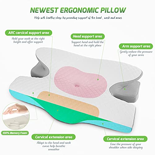 Contour Memory Foam Pillow , Ergonomic Adjustable Cervical Orthopedic