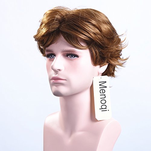 Low Cost 5i Men Short Curly Golden Blonde Wigs Heat Resistant Hair