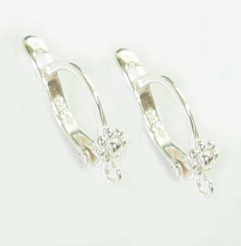 2 pcs .925 Sterling Silver Leverback Daisy Flower Lever Back Ear Wire / Earring Connector / Findings / Bright