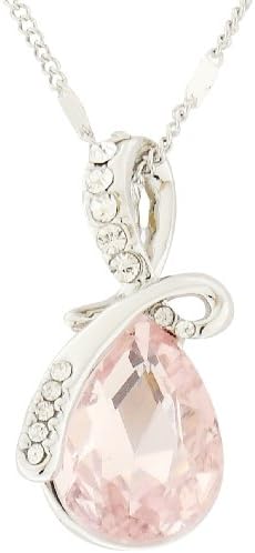 Necklace - Light Pink Eternal Love Teardrop Crystal Pendant Necklace - Kiki's Pink Twist