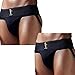 KD Willmax Jockstrap Gym Cotton Supporter Pack 2 Black Large with Cup Pocket Athletic Fit Fashionable Straps Brief Multi Sport Underwear Gym, Fitness & Outdoor Inner Wear Soft Underpants